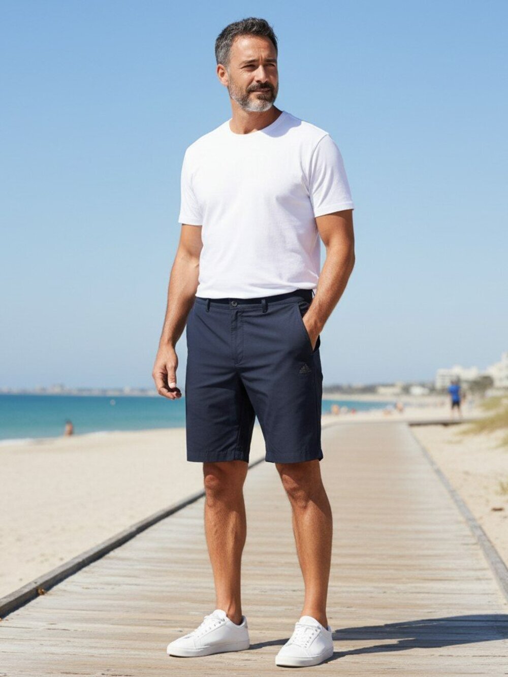 Adidas Mens Size 40 Navy Blue Adizero Flat Front Pockets Casual Golf Shorts